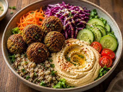 Falafel and hummus Buddha bowl, sent in the conversation