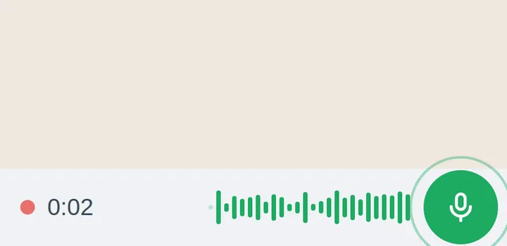 Recording an audio message, then sending it in the WhatsApp conversation.